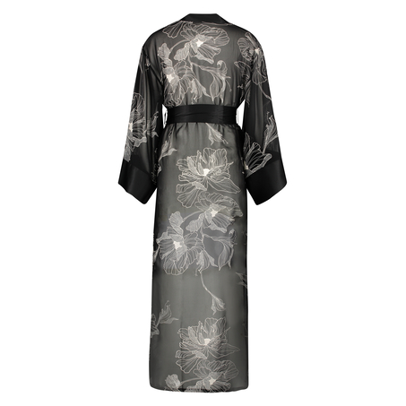 Lotus long chiffon kimono, Black