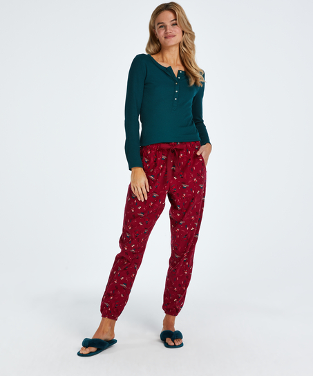 Twill Pyjama Pants, Red