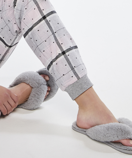 Fake Fur Slippers, Grey