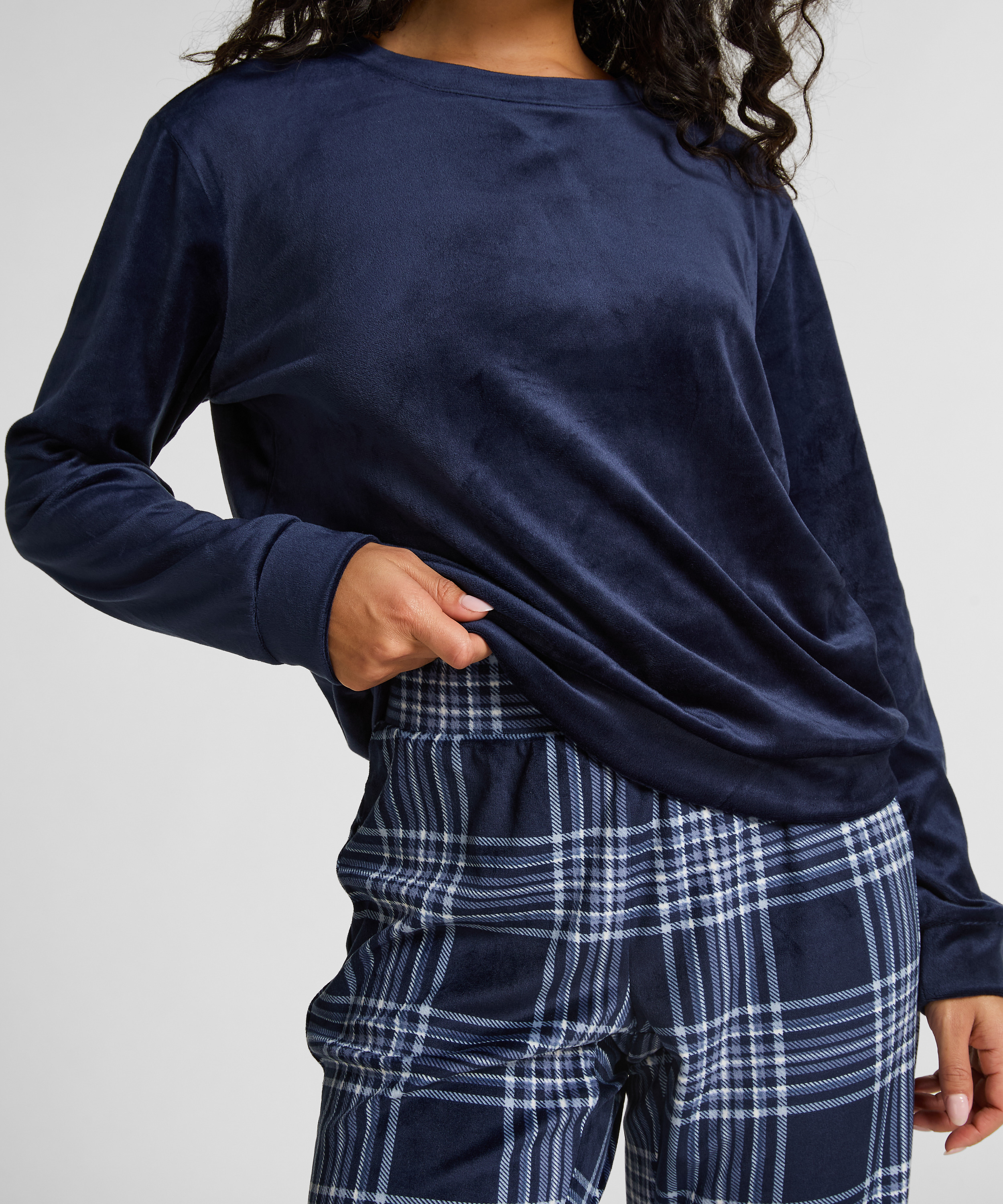 Velvet Pyjama Set, Blue, main
