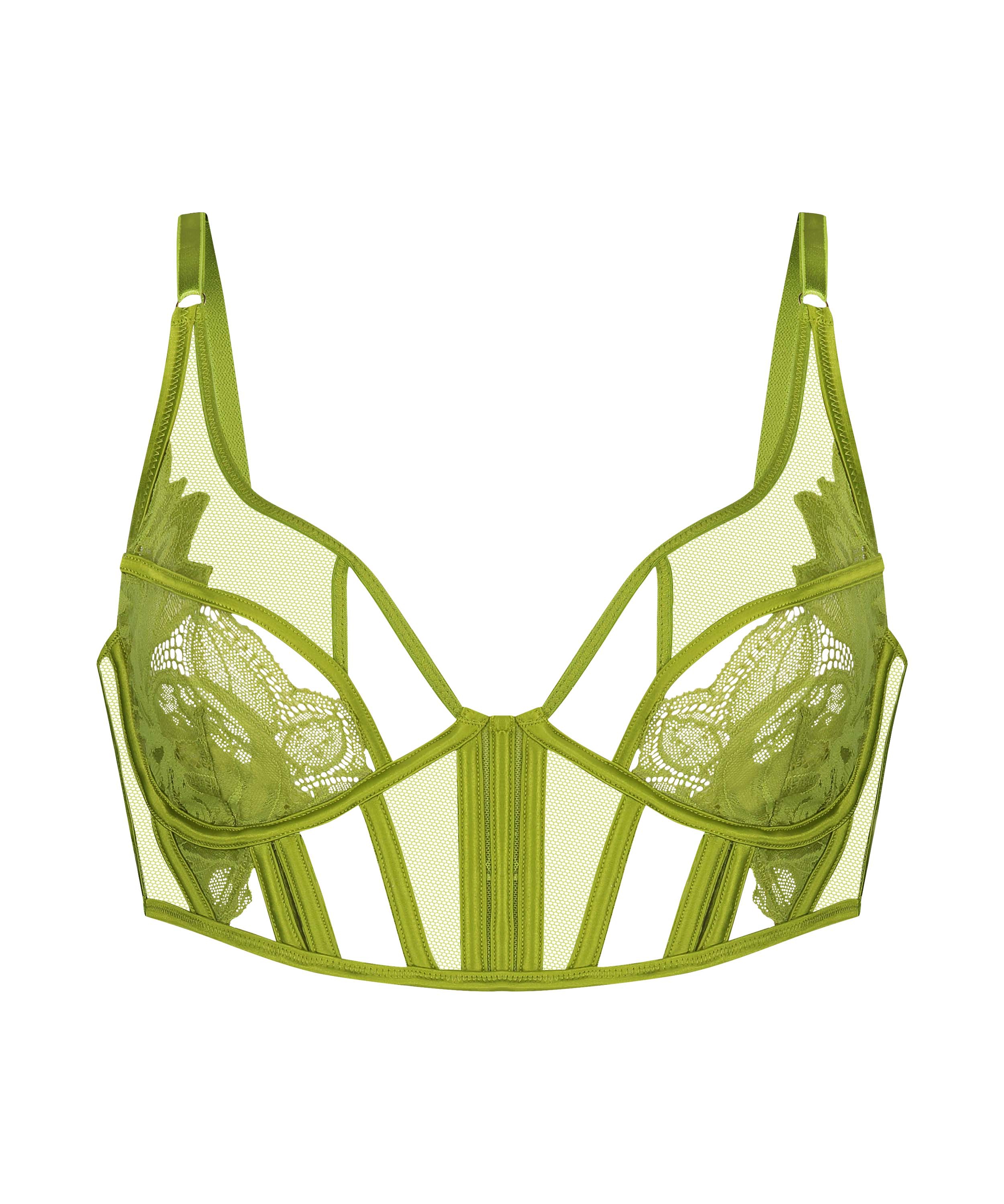 Billie Non-Padded Longline Underwired Bra, Green, main