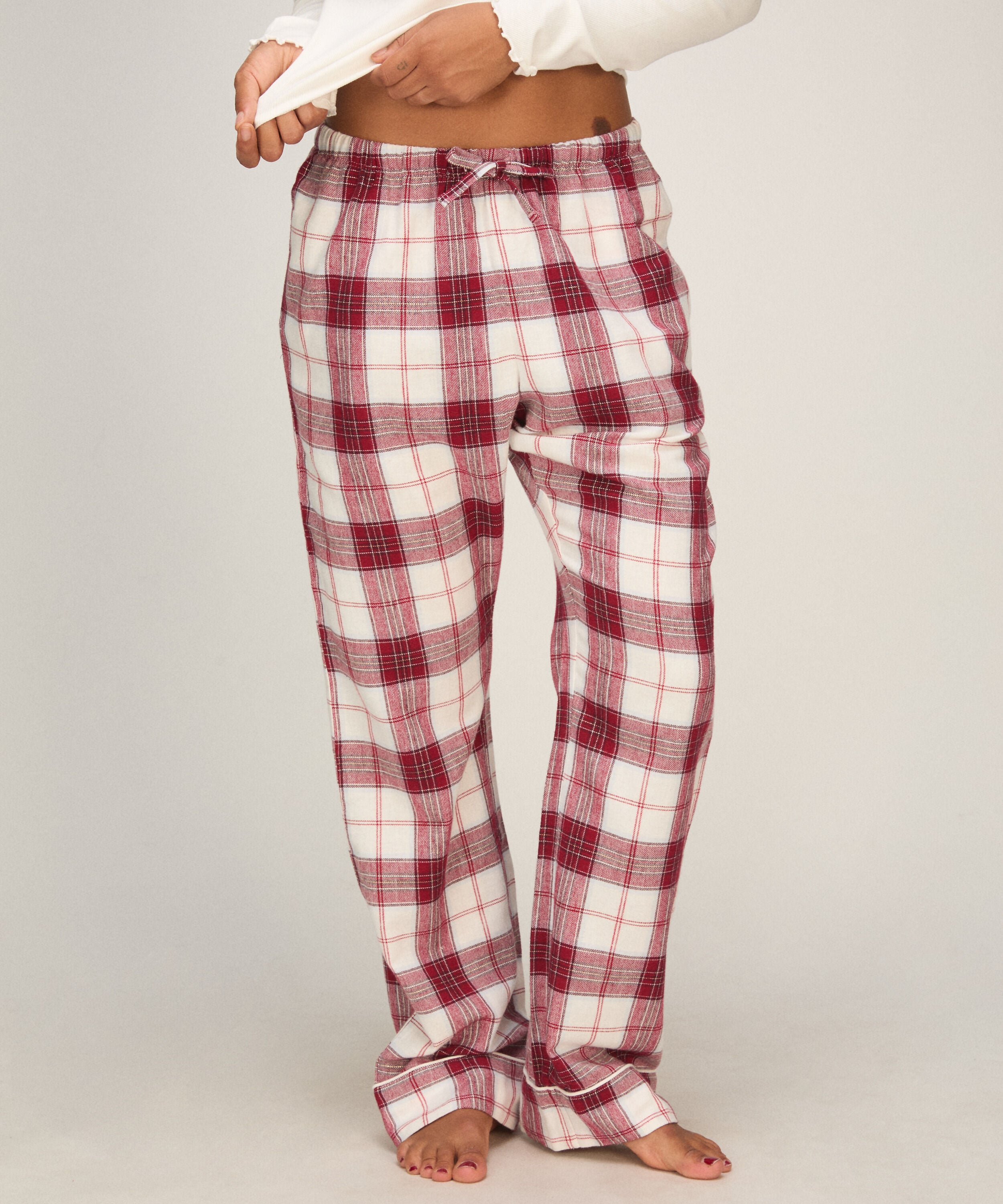 Petite Flannel Pyjama Pants, White