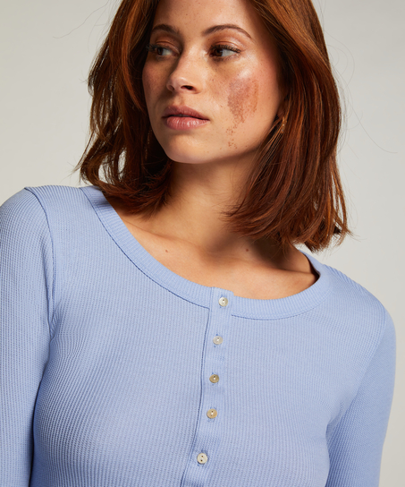 Long-Sleeved Pyjama Top, Blue