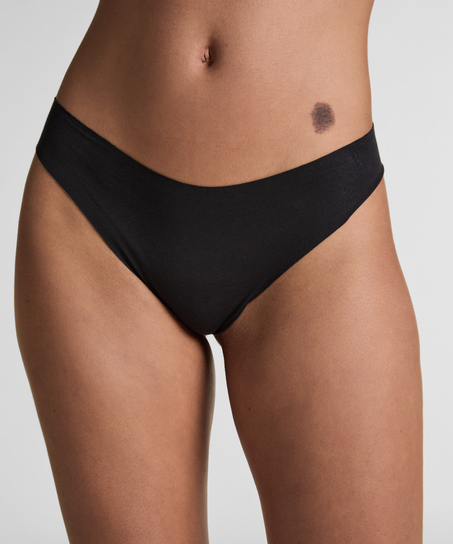 Invisible cotton thong, Black