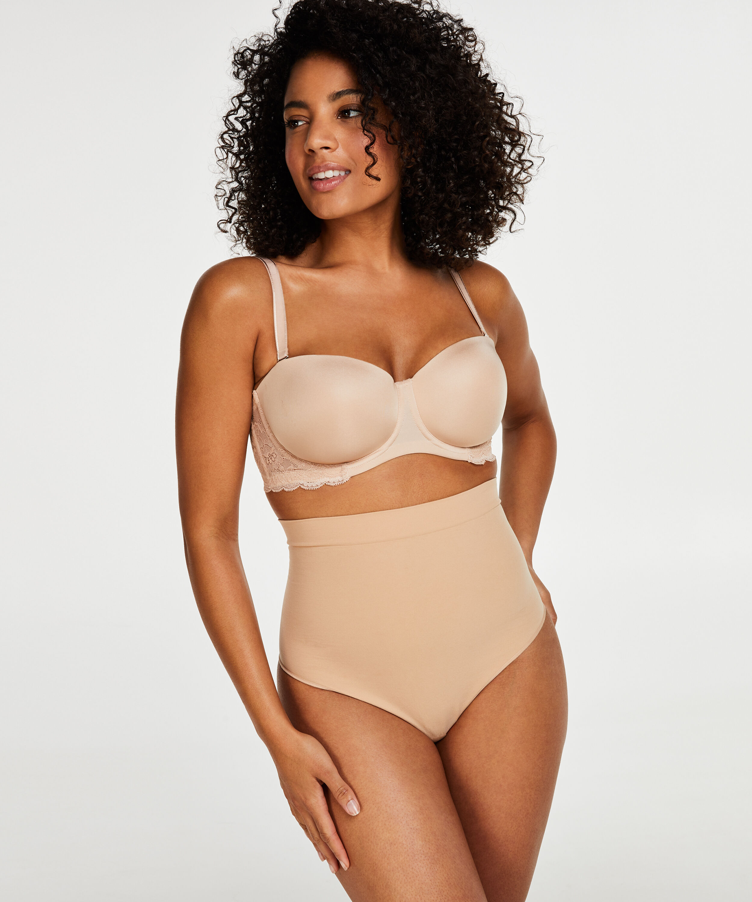 Firming high waisted thong - Level 2, Beige