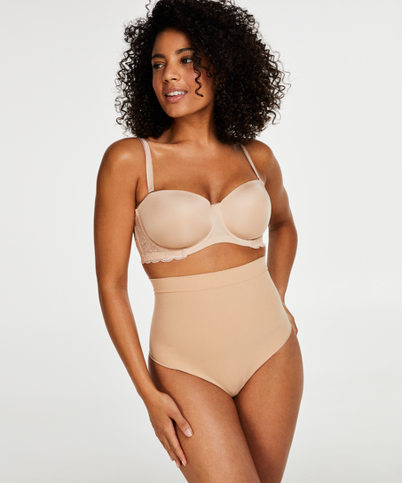 Firming high waisted thong - Level 2, Beige