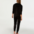 Velvet Long-Sleeved Pyjama Top, Black