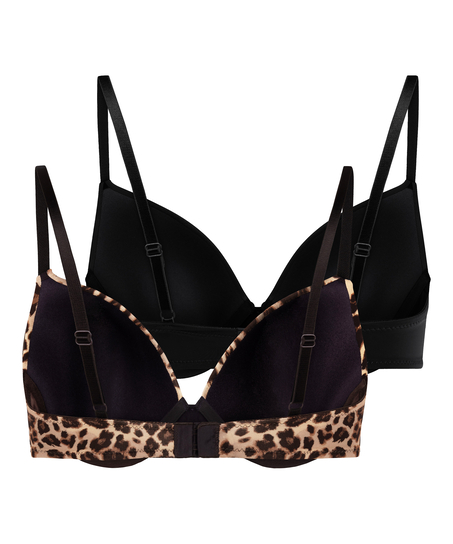 2-Pack Padded Underwired Bra, Black