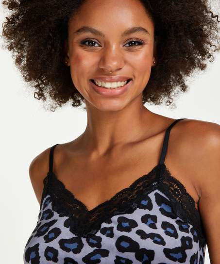 Velours Lace Cami Top, Grey