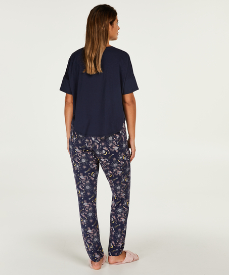 Loose-Fitting Short-Sleeved Pyjama Top, Blue