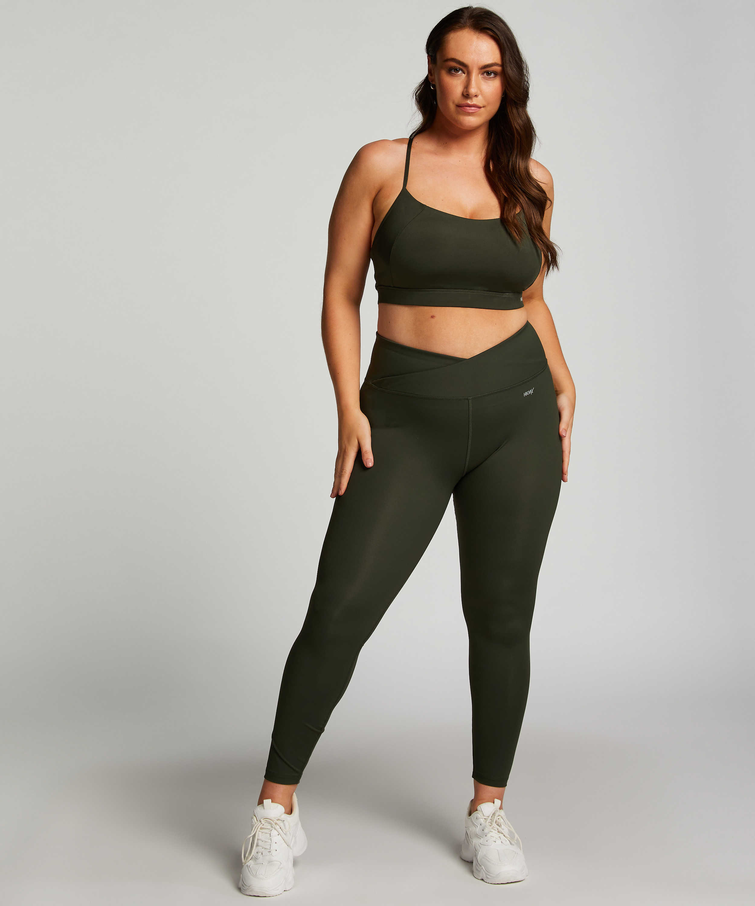 HKMX Crossed High Waisted Leggings, Green, main