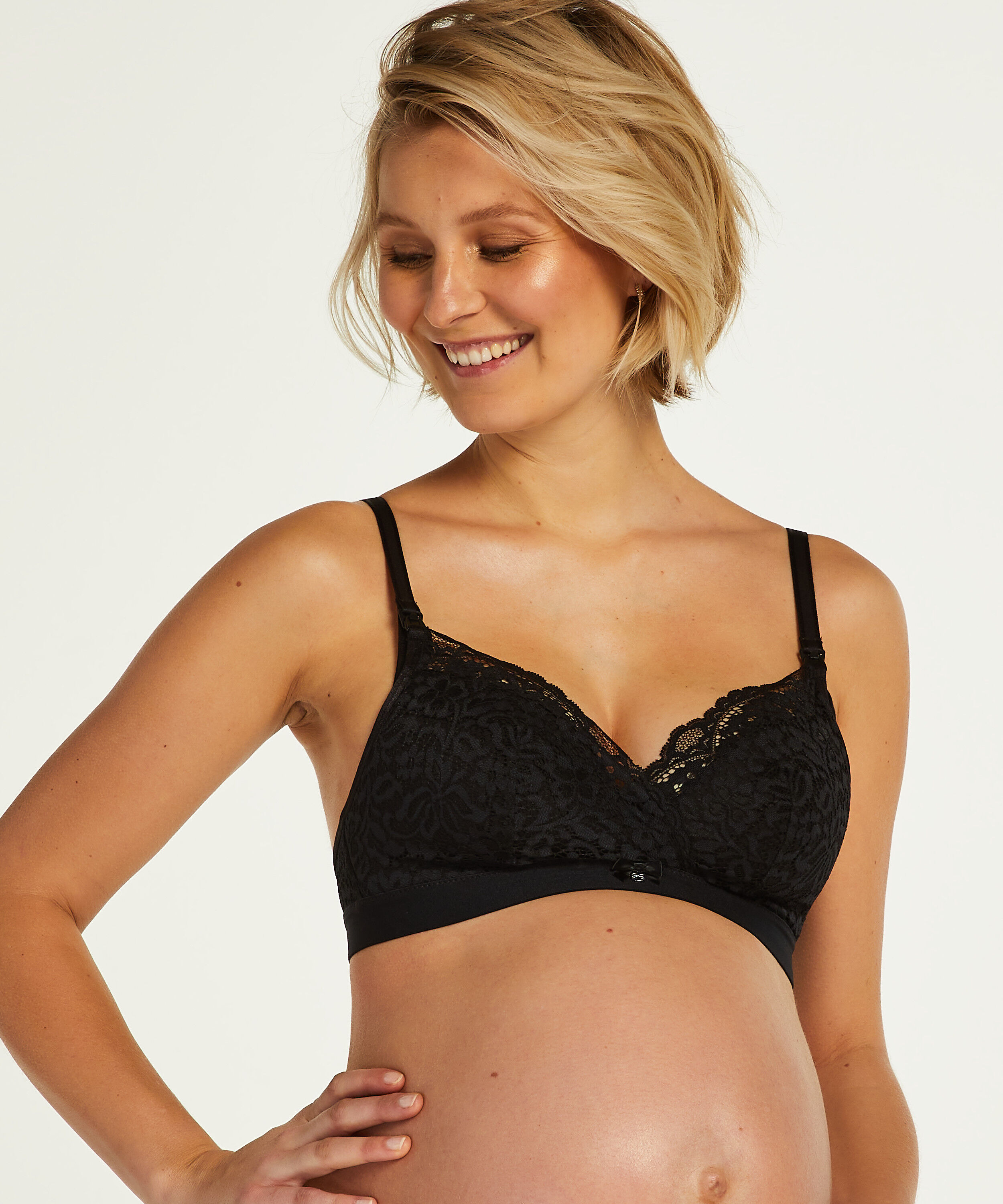 Rose padded nursing bra, Black
