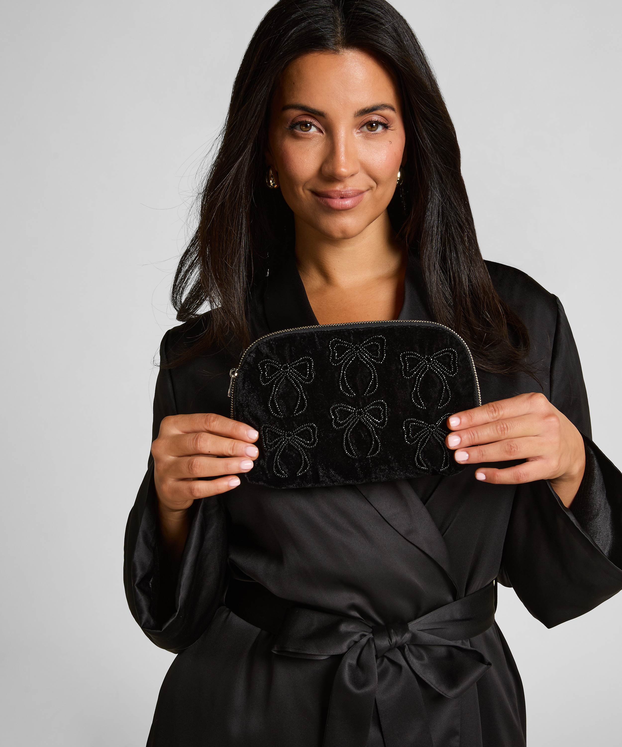 Bow Make-Up Bag, Black, main