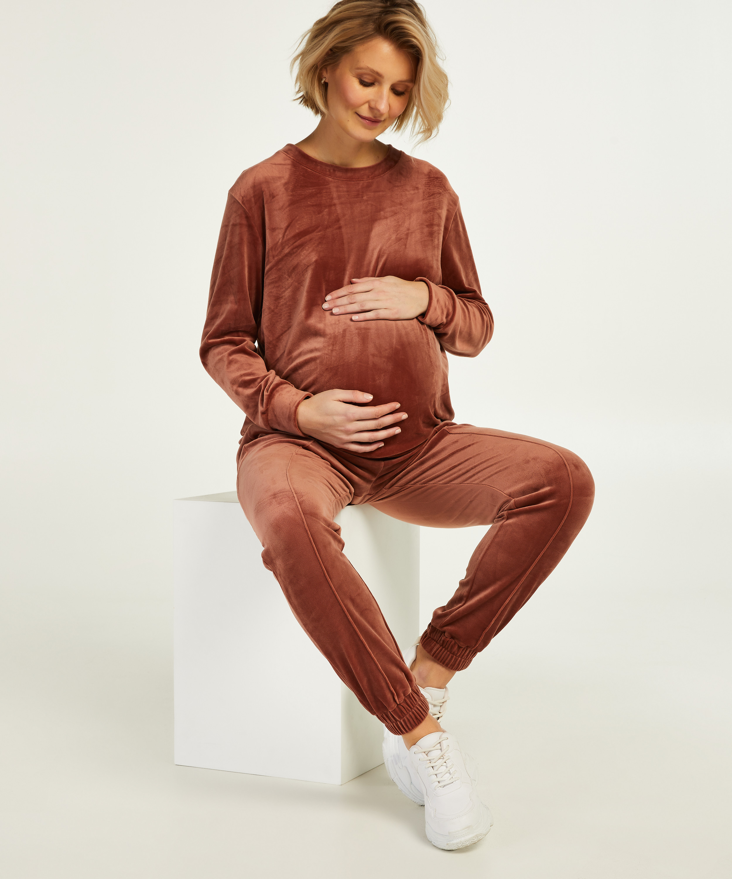 Velvet maternity top, Pink, main