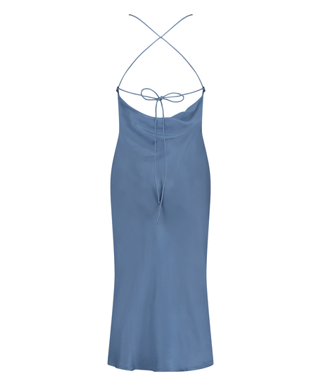 Satin Midi Dress, Blue
