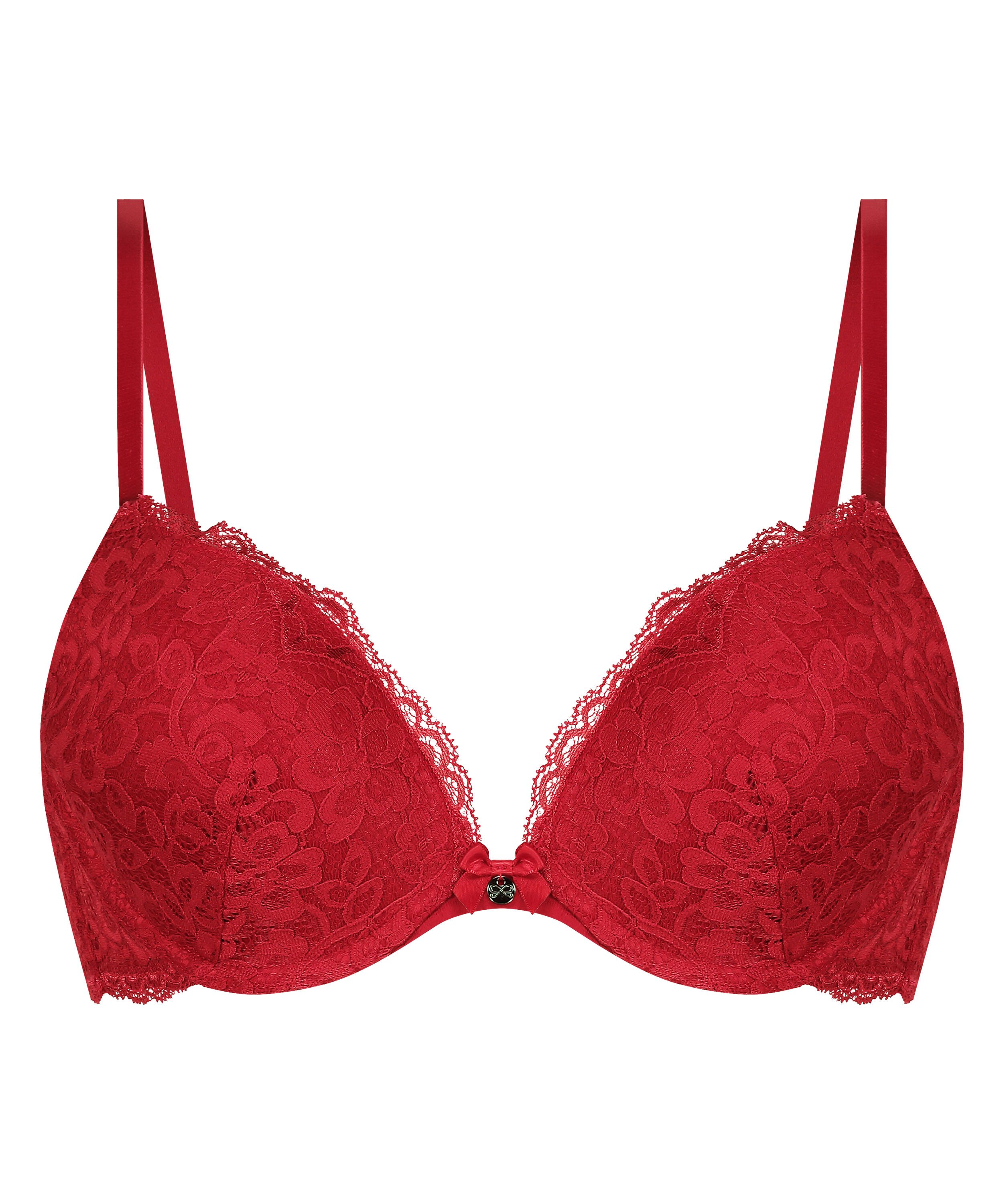 Marine Padded Underwired Push-Up Bra, Red