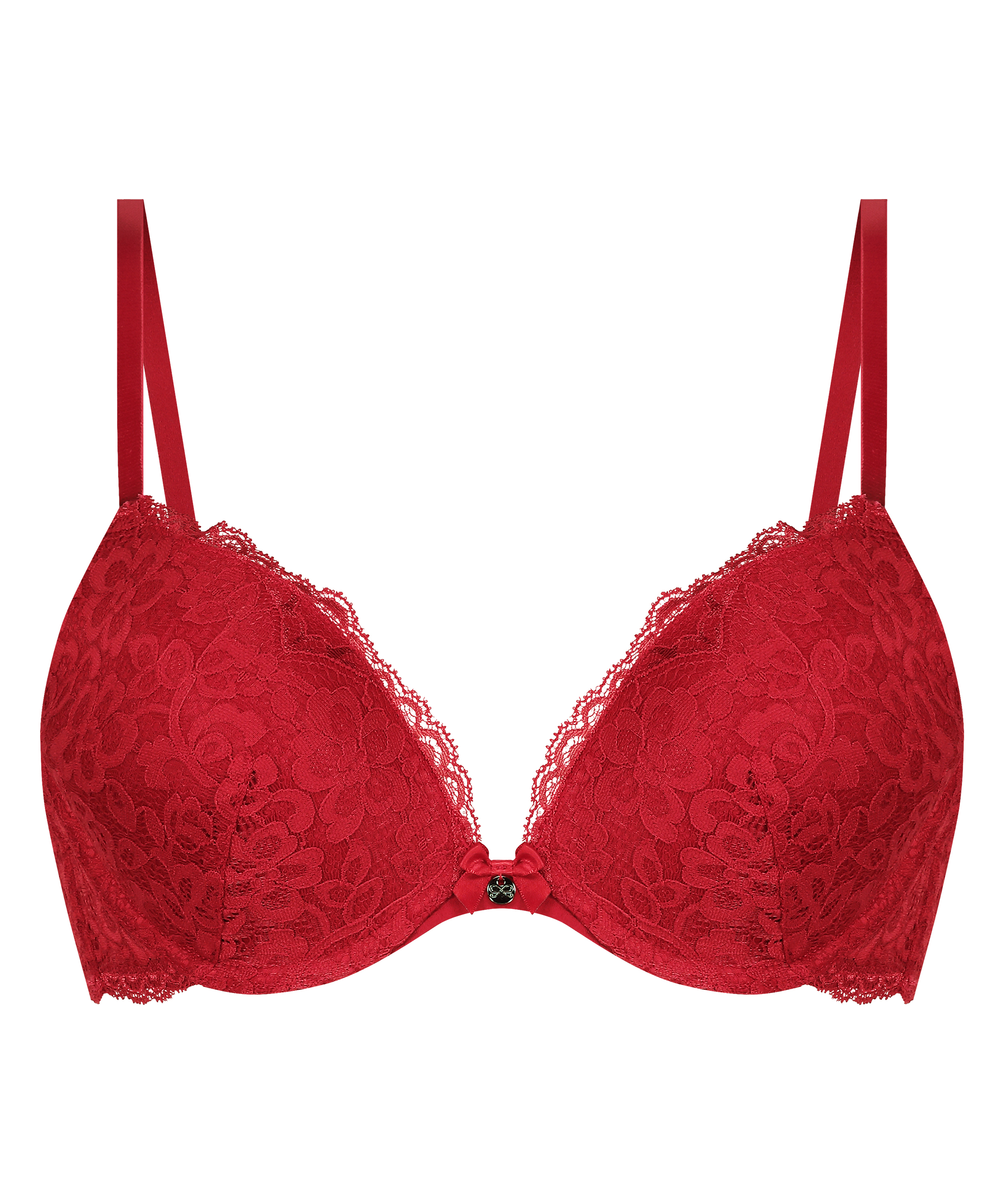 Marine Padded Underwired Push-Up Bra, Red, main