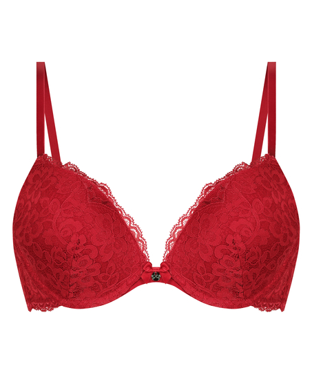 Marine Padded Underwired Push-Up Bra, Red