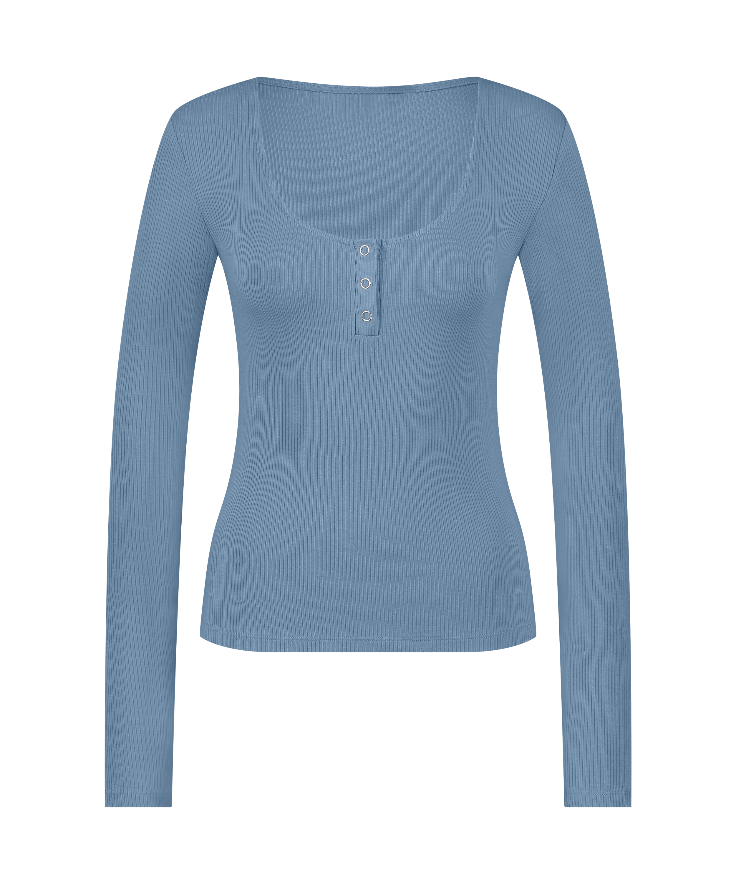 Ribbed Pyjama Top, Blue, main