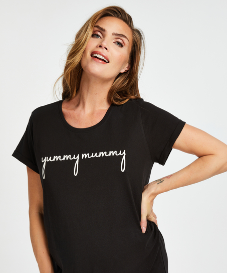 Short-Sleeved Maternity Nightshirt, Black