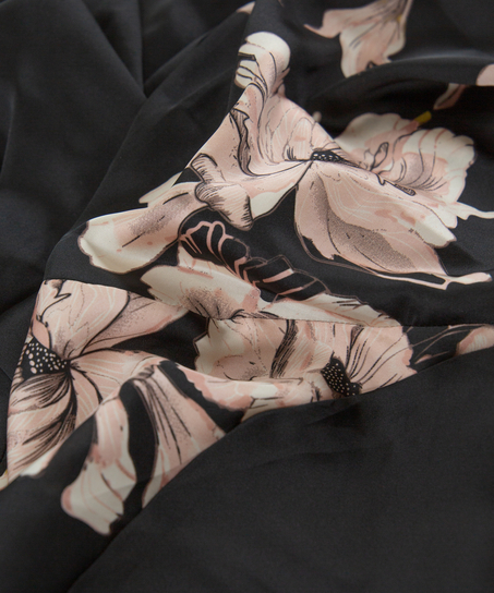 Bloom Satin Kimono, Black
