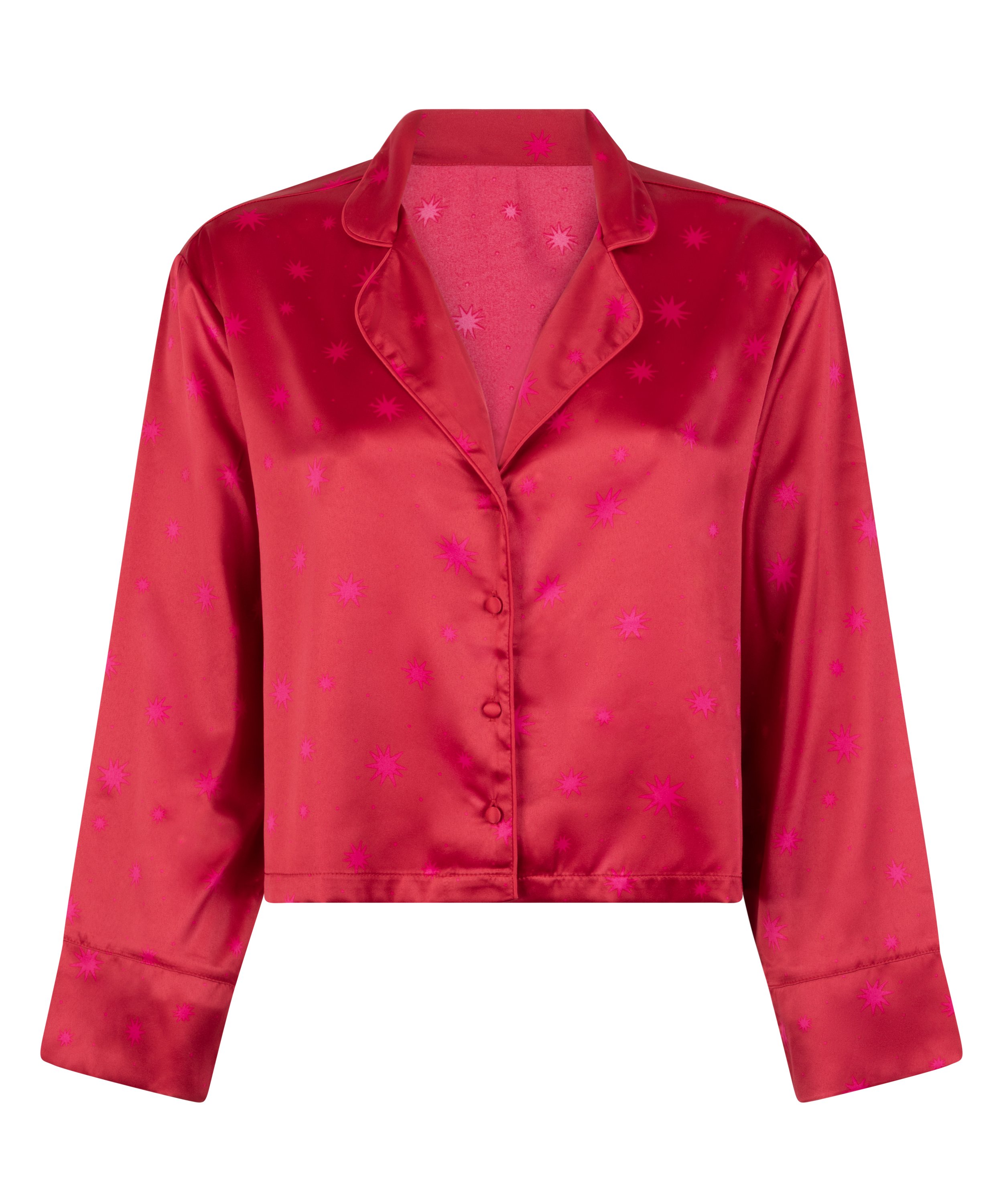 Satin Long-Sleeved Jacket, Red, main