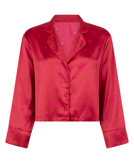 Satin Long-Sleeved Jacket, Red