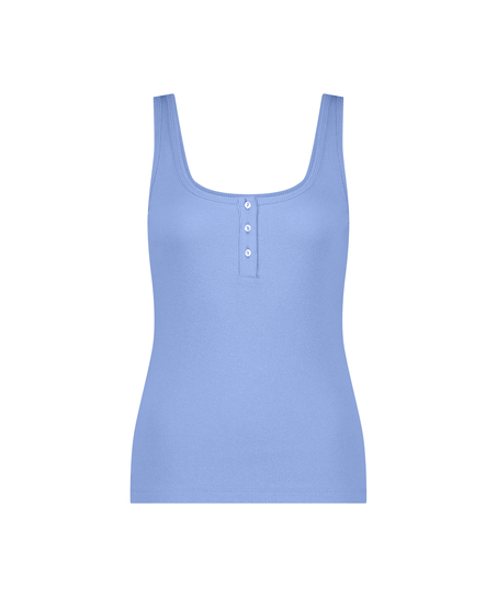 Ribbed Lace Singlet, Blue
