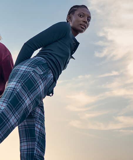 Twill Check Pyjama Pants, Blue