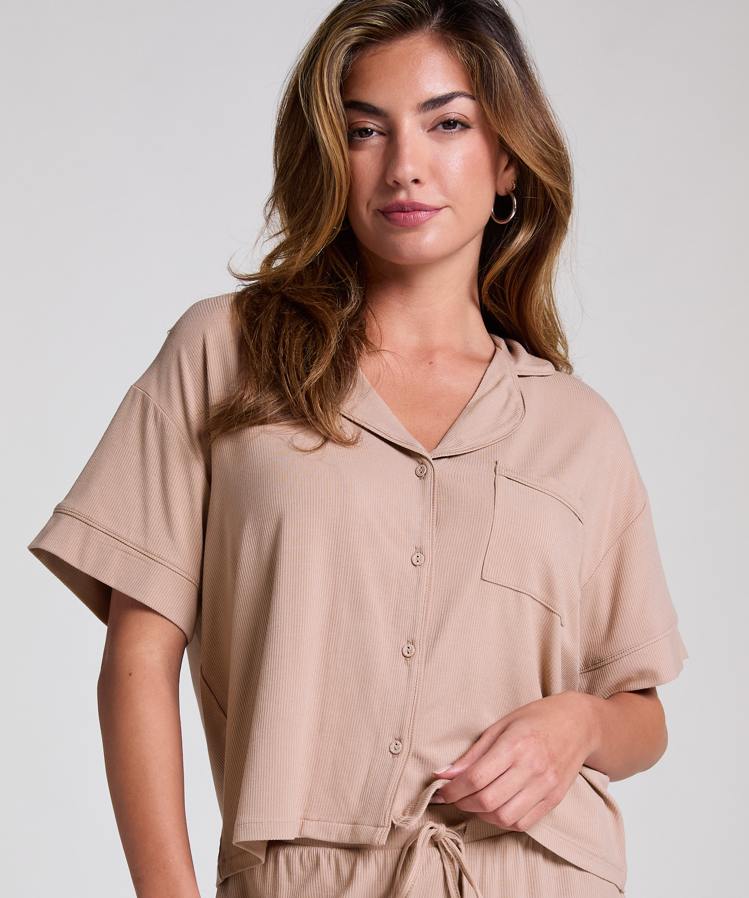 Essential Jersey Short-Sleeved Jacket, Beige, main