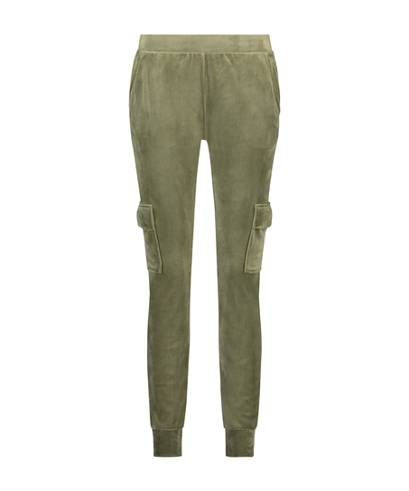 Velvet Jogging Pants Cargo, Green