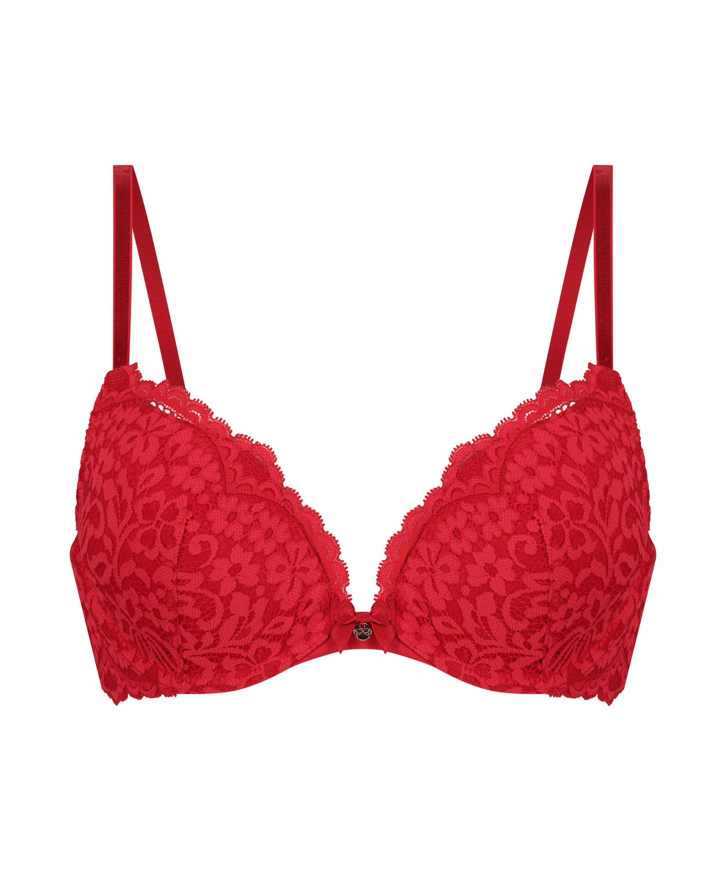 Rose padded push-up bra, Red, main