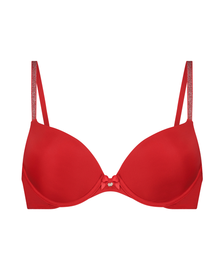 Plunge Padded Underwired Bra, Red
