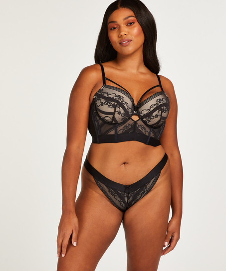 Cleo padded longline underwired bra, Black