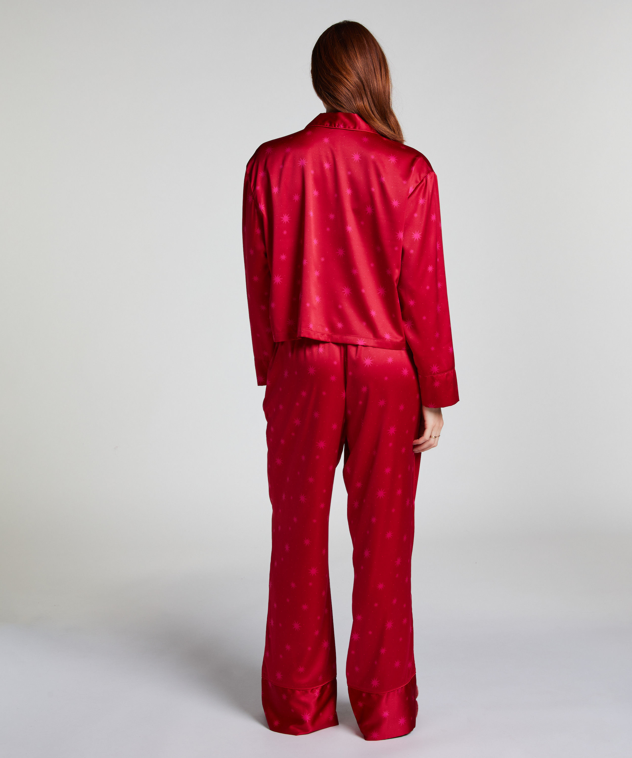 Satin Long-Sleeved Jacket, Red, main