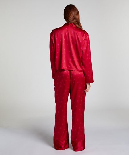 Satin Long-Sleeved Jacket, Red