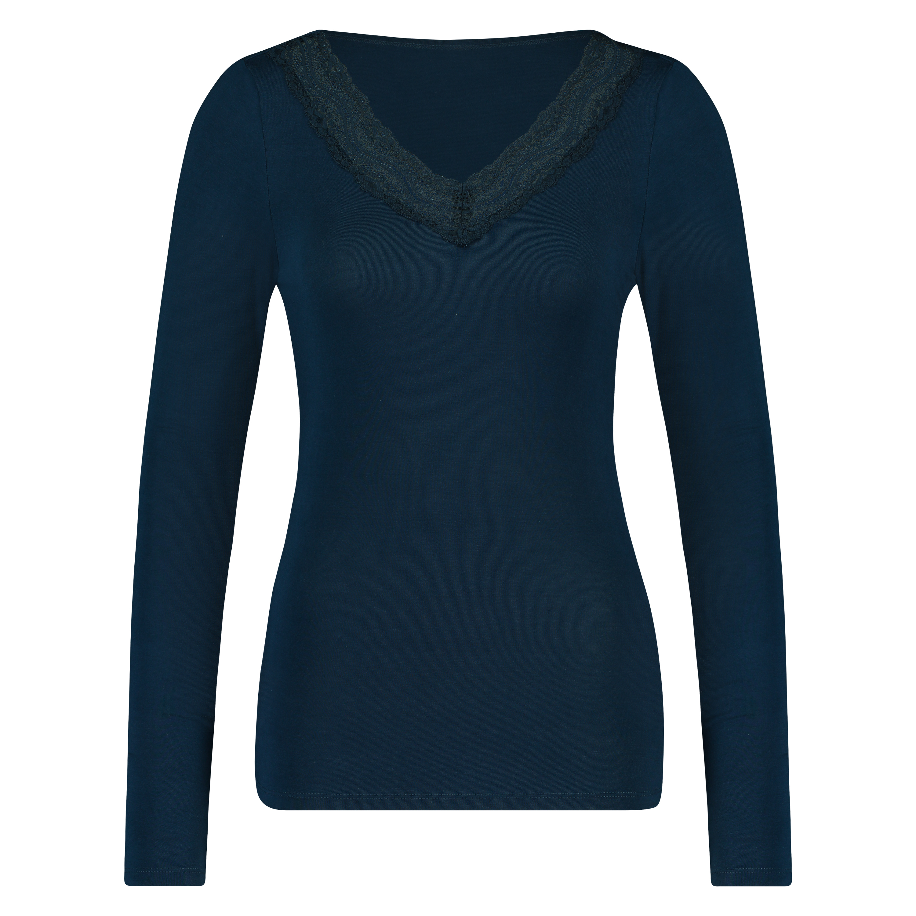 Top V-neck long sleeves, Blue, main
