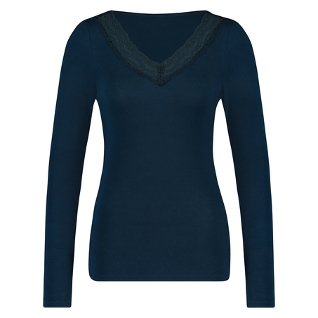 Top V-neck long sleeves, Blue