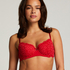 Rose Padded Underwired Bra, Red