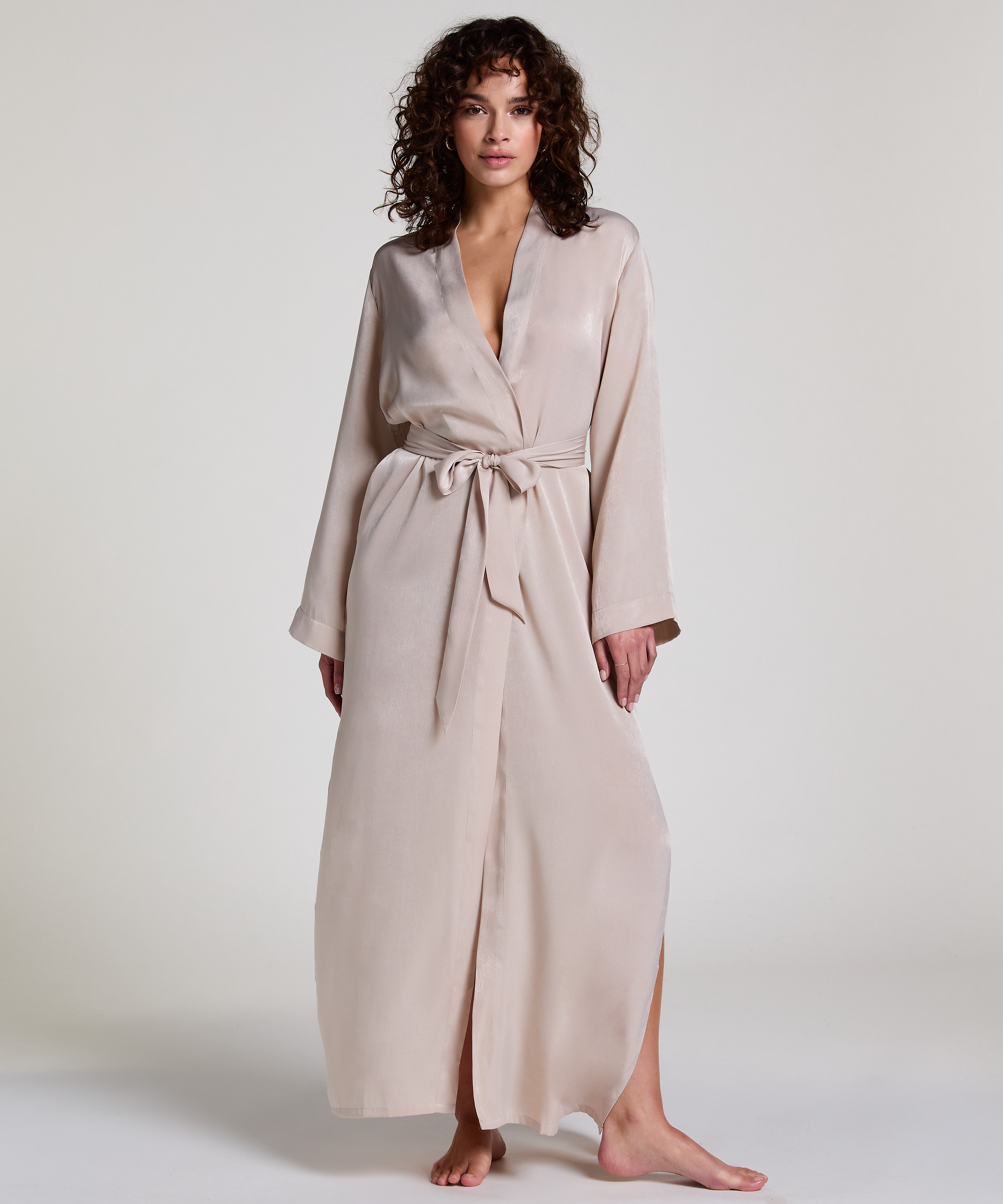 Satin Kimono, Beige, main