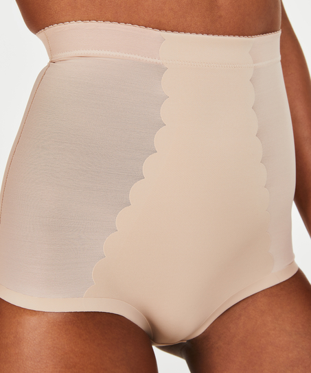 Sculpting scallop high waisted brief - Level 3, Beige
