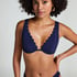 Scallop non-padded underwired bikini top, Blue
