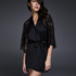 Satin Lace Flared Kimono, Black