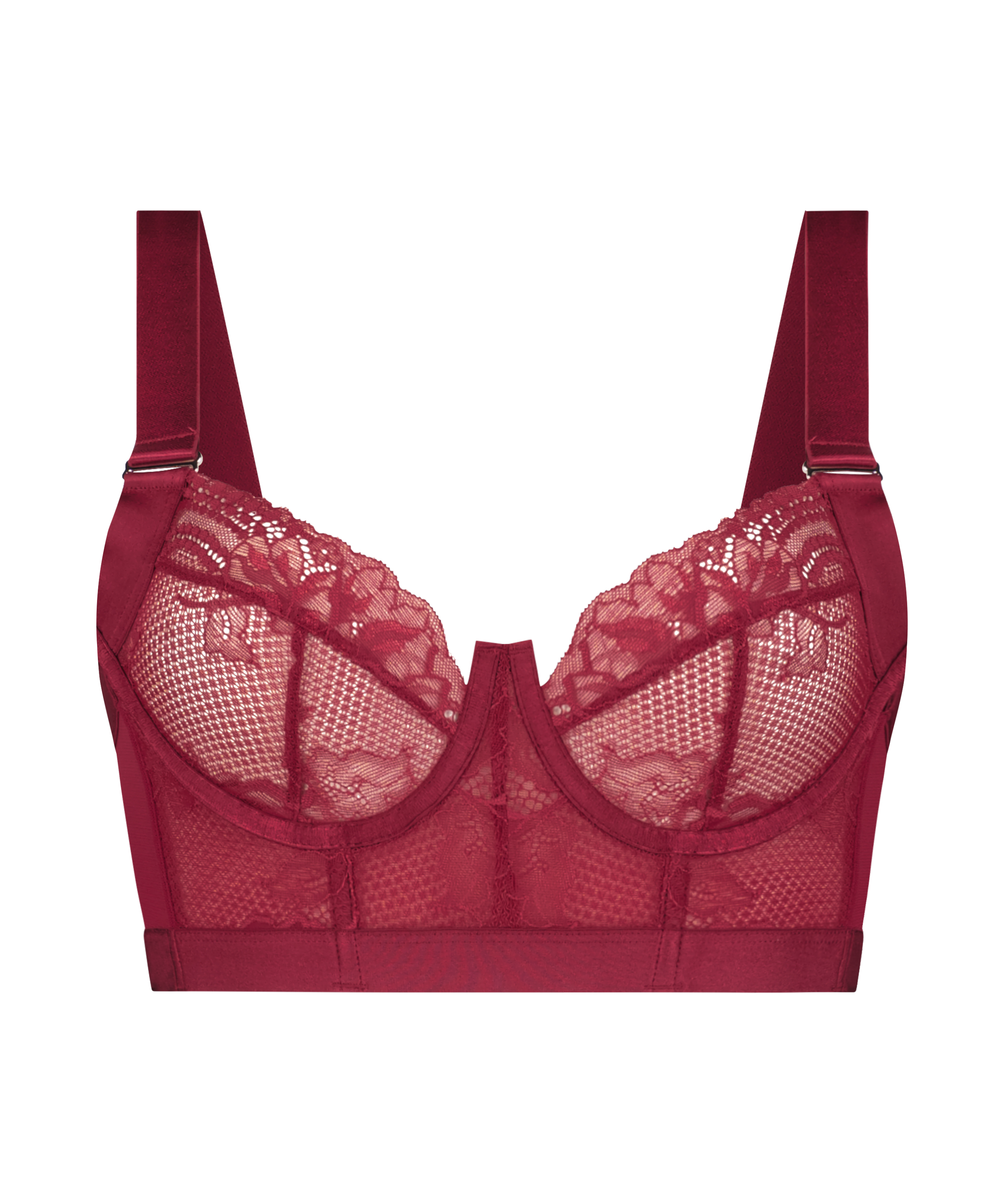 Hana Non-Padded Underwired Longline Bra, Red, main