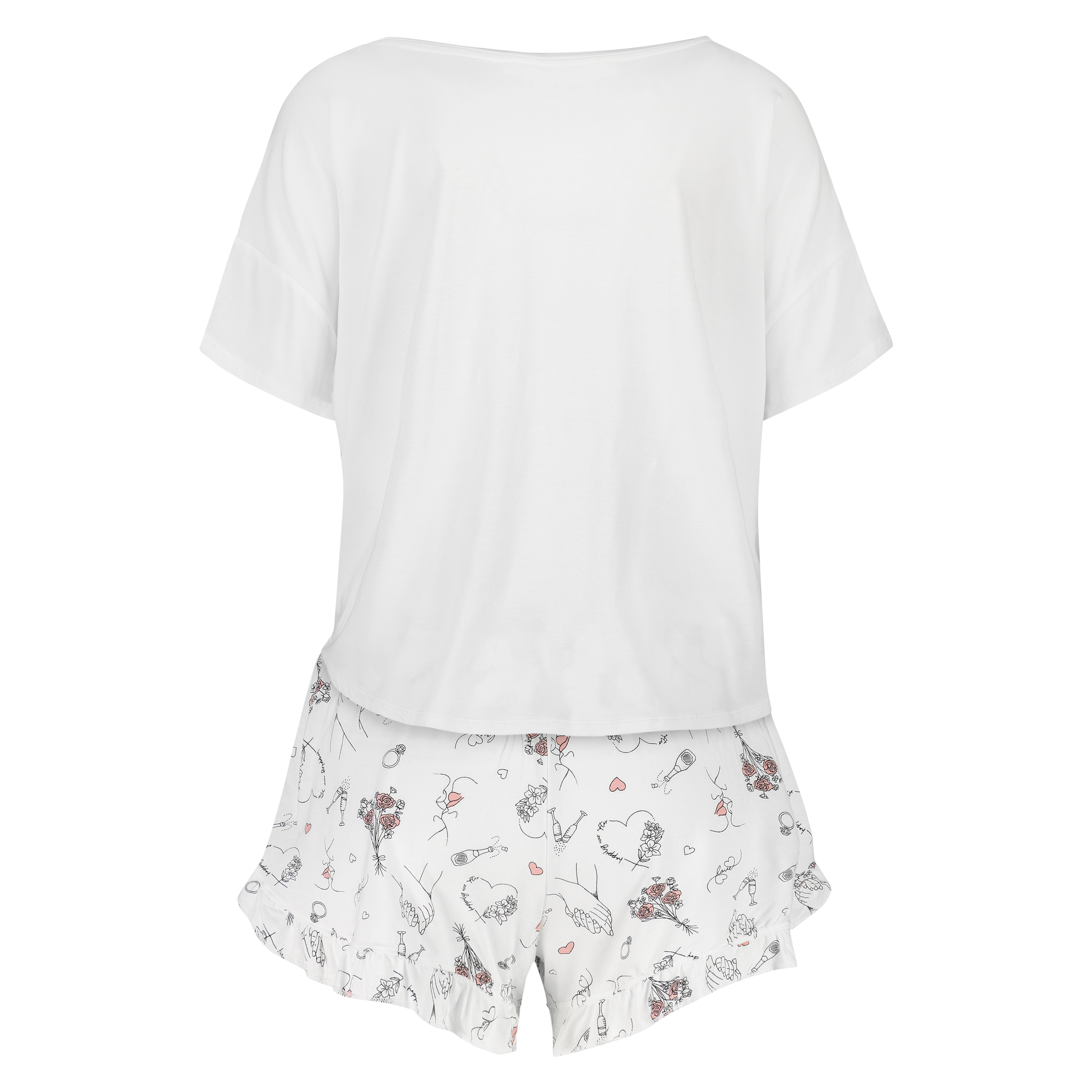 Bridal Short Pyjama Set, White, main