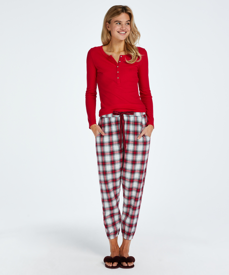 Petite Twill Check Pyjama pants, Red