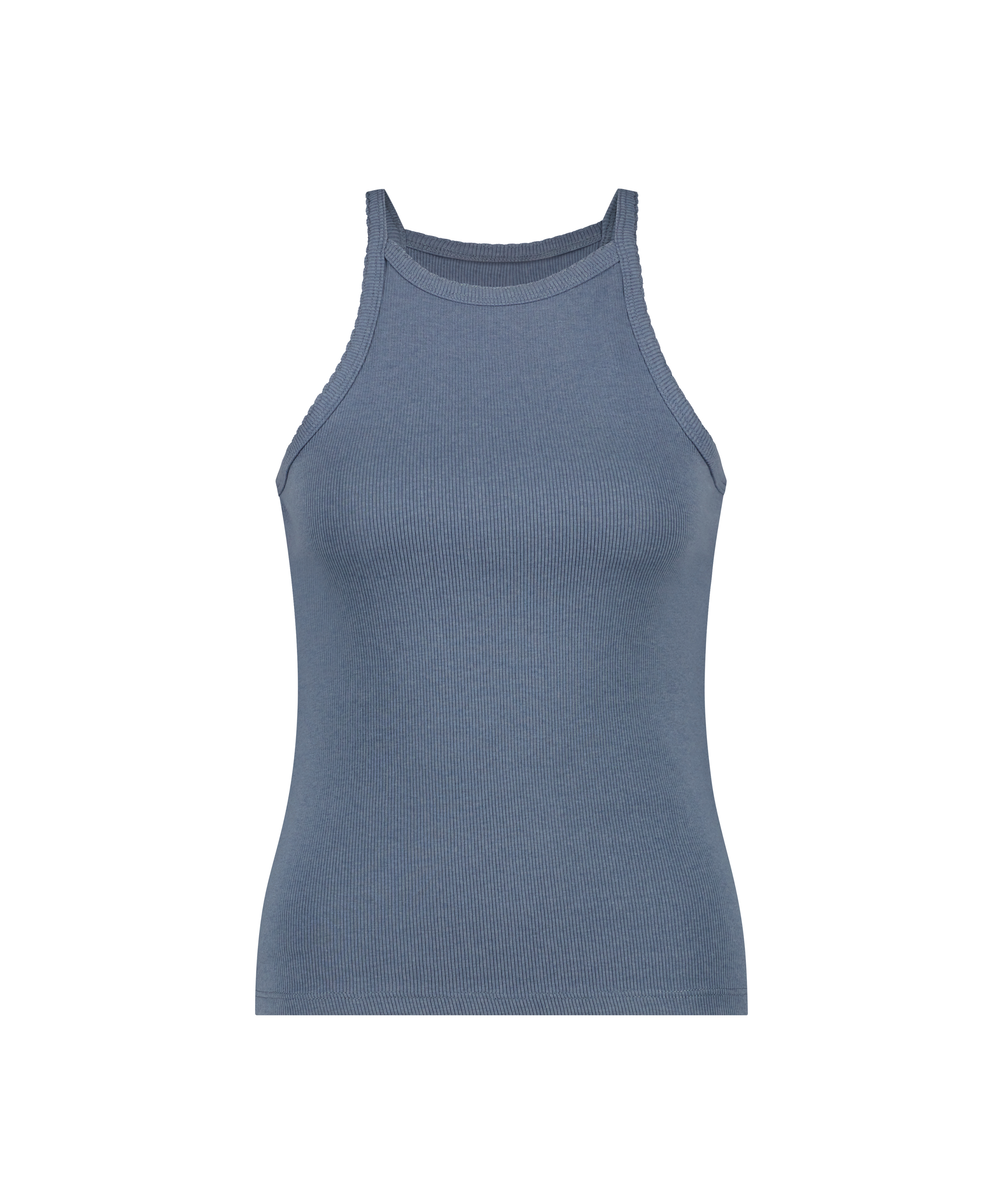 Ribbed Racer Back Top, Blue, main