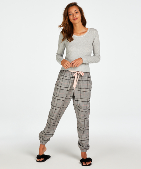 Petite Twill Check Pyjama Pants, Grey