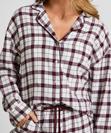 Flannel Pyjama Top, White