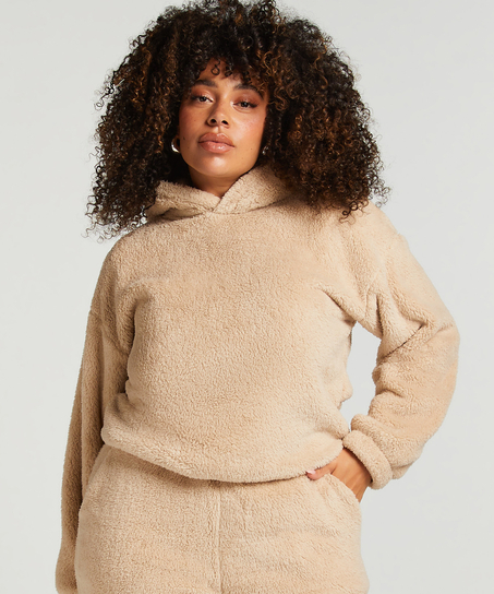Snuggle Hoodie Fleece, Beige